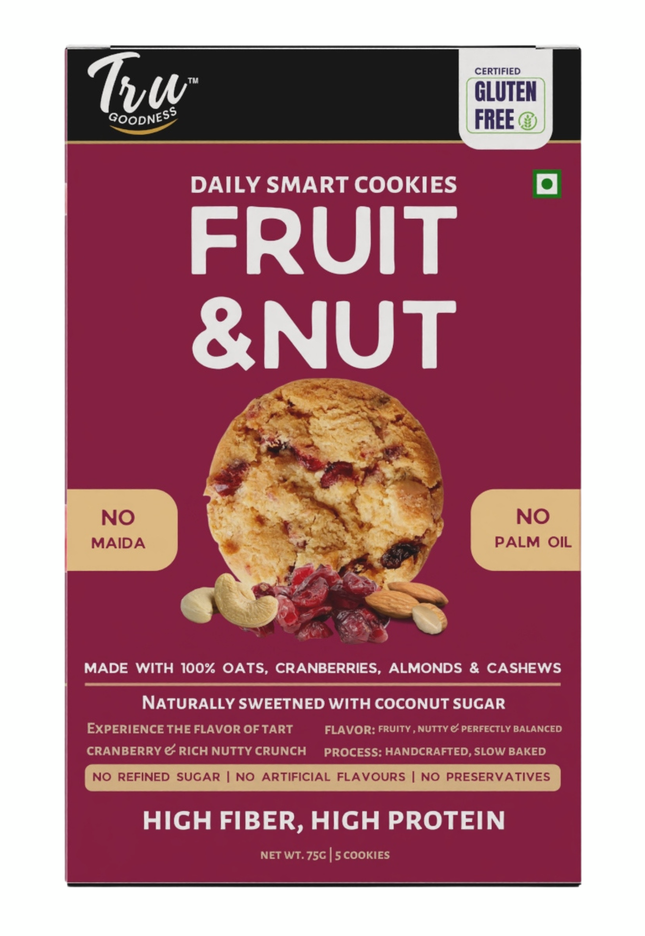 TruGoodness Fruit & Nut Smart Cookies – Almond, Cashew & Cranberry
