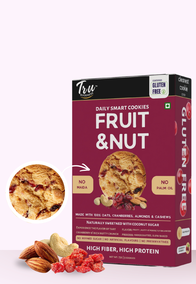 TruGoodness Fruit & Nut Smart Cookies – Almond, Cashew & Cranberry