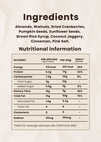Cinnamon Crunch Trail Mix | Premium Nuts, Seeds & Cranberries | 500g