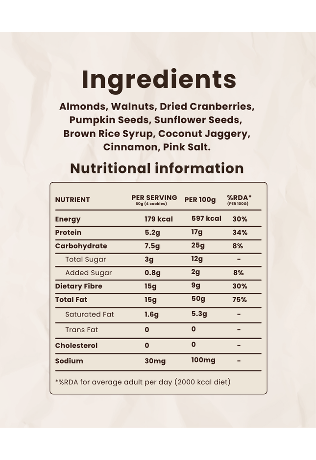 Cinnamon Crunch Trail Mix | Premium Nuts, Seeds & Cranberries | 500g