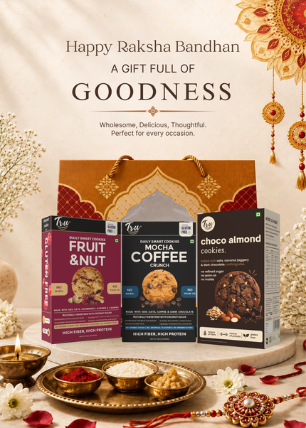 TruGoodness Rakhi Hamper – Choco Almond, Mocha Coffee & Fruit & Nut