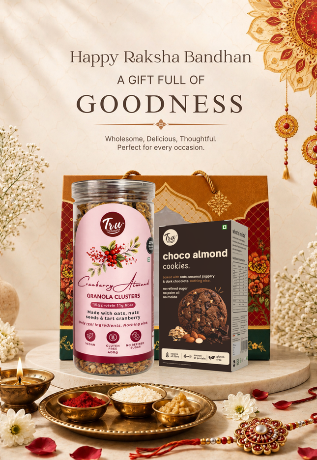 TruGoodness Rakhi Hamper – Cranberry Almond & Choco Almond