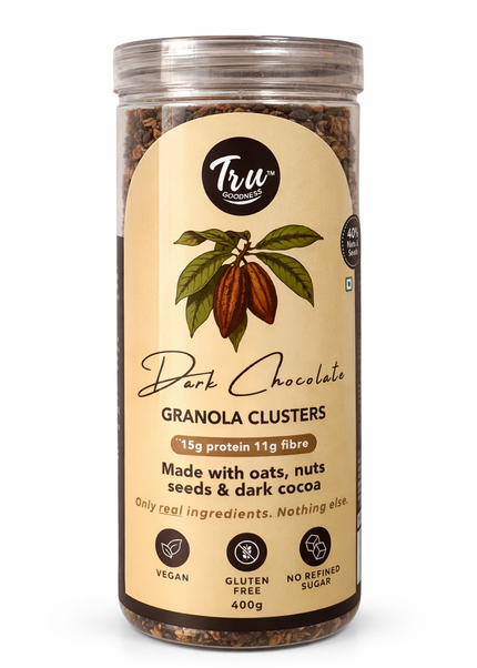 TruGoodness Dark Chocolate Granola Clusters | High Fibre, No Refined Sugar