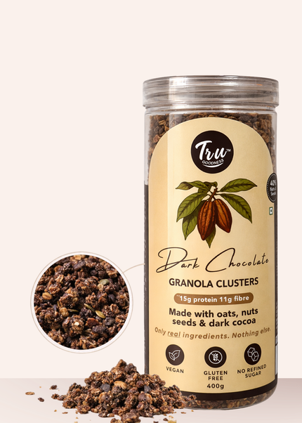 TruGoodness Dark Chocolate Granola Clusters | High Fibre, No Refined Sugar