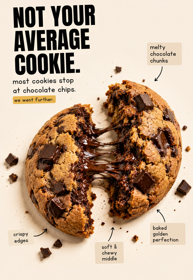 THICC Classic Chocolate Chunk Cookie 70g | 100% Oats | No Refined Sugar