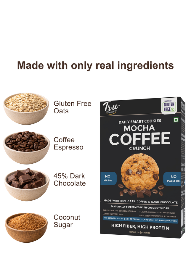 Mocha Coffee Crunch | High Fibre, No Refined Sugar | 5 cookies per pack